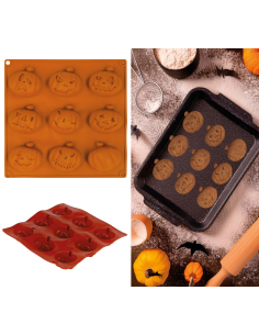 Moule Halloween en silicone 9 citrouilles – Recettes sucrées & salées (24 x 25 cm) 2