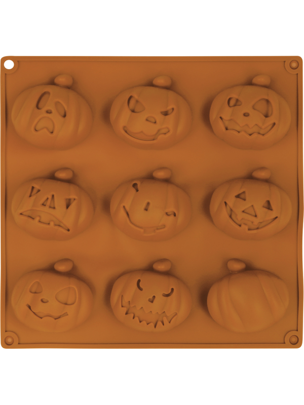 Moule Halloween en silicone 9 citrouilles – Recettes sucrées & salées (24 x 25 cm)