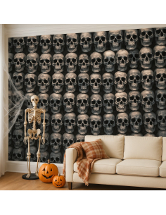 Décoration Murale Géante Têtes de Mort 1,20 m x 6 m – Effet Ossuaire XXL