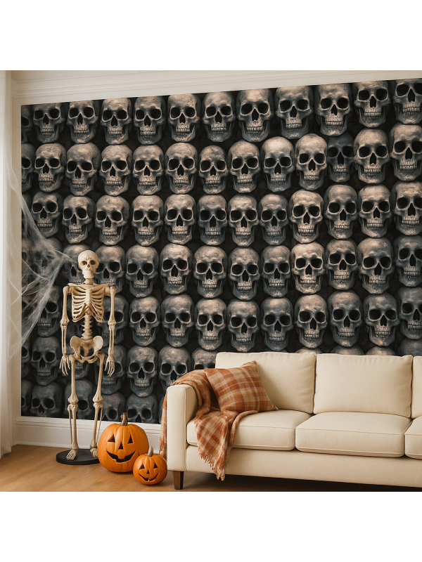 Décoration Murale Géante Têtes de Mort 1,20 m x 6 m – Effet Ossuaire XXL