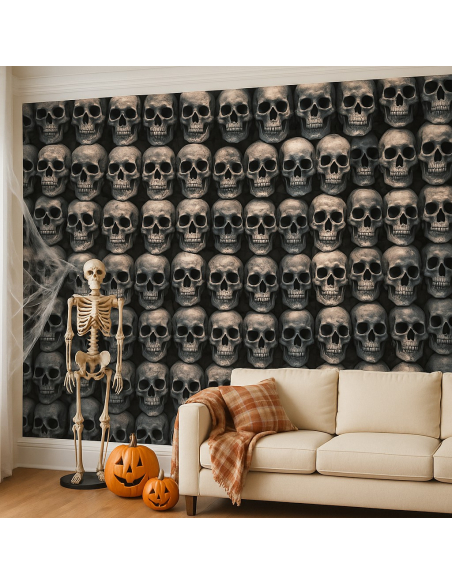 Décoration Murale Géante Têtes de Mort 1,20 m x 6 m – Effet Ossuaire XXL