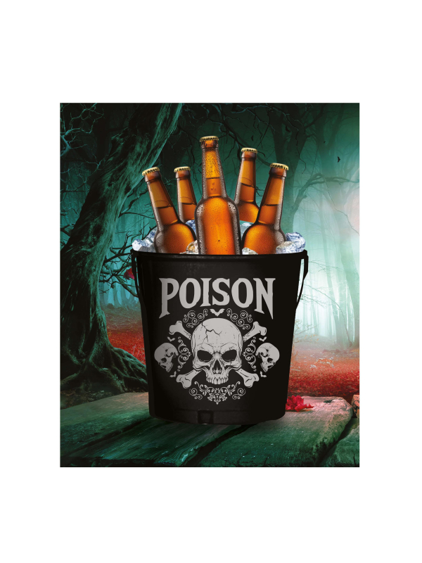 Seau Métallique "Poison" 19 x 23 cm – Accessoire Halloween pour Particuliers & Pros