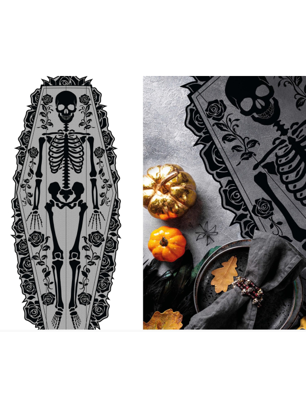 Chemin de table Squelette 183 x 60 cm – Décoration Halloween élégante