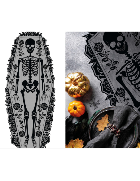 Chemin de table Squelette 183 x 60 cm – Décoration Halloween élégante
