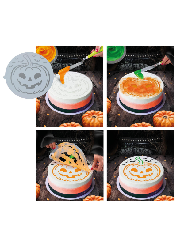 Pochoir Citrouille Halloween 25 cm – Décor de gâteau facile et réutilisable