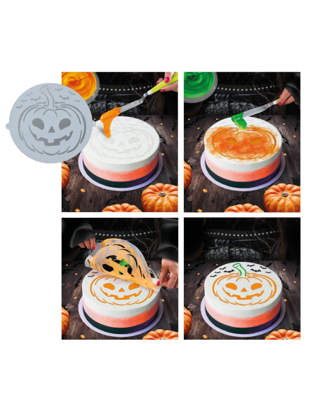 Pochoir Citrouille Halloween 25 cm – Décor de gâteau facile et réutilisable