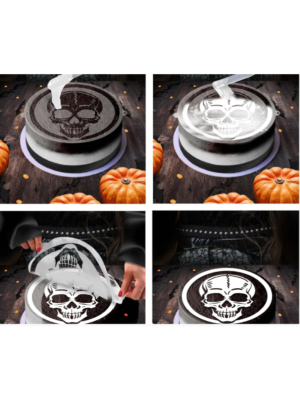 Pochoir Gâteau Halloween Crâne 25 cm – Décor facile & réutilisable