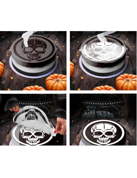 Pochoir Gâteau Halloween Crâne 25 cm – Décor facile & réutilisable