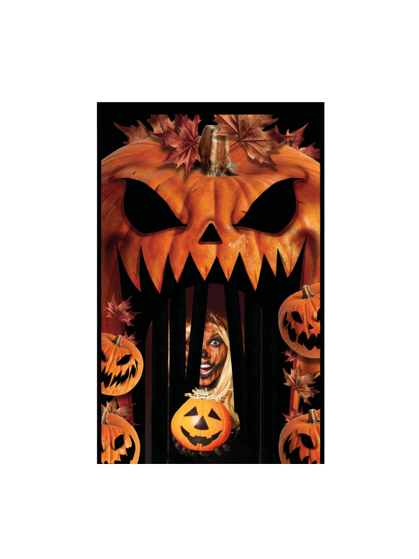 Rideau de Porte Citrouille XXL 240 x 145 cm – Décoration Halloween Immersive