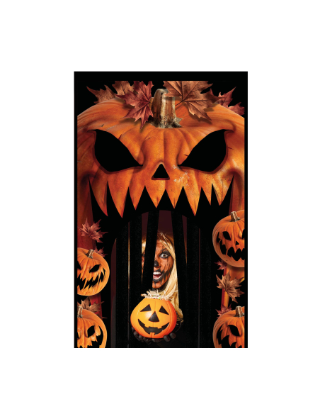 Rideau de Porte Citrouille XXL 240 x 145 cm – Décoration Halloween Immersive