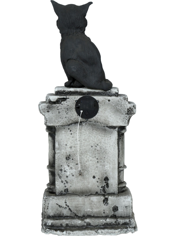 Pierre Tombale Halloween avec Chat Noir – Décoration Sonore 90 x 40 cm