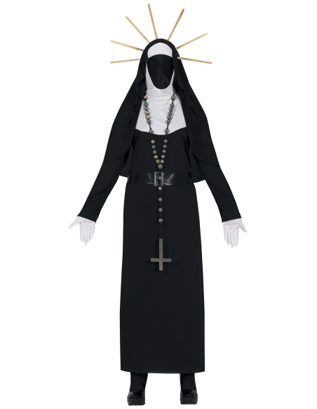 Déguisement Nonne Démoniaque – Coiffe, Masque, Robe & Diadème (Taille M et L)