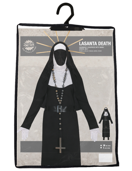 Déguisement Nonne Démoniaque – Coiffe, Masque, Robe & Diadème (Taille M et L)