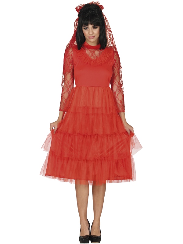 Déguisement Mariée Gothique Rouge – Inspiré de Lydia (Halloween Femme)