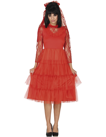 Déguisement Mariée Gothique Rouge – Inspiré de Lydia (Halloween Femme)