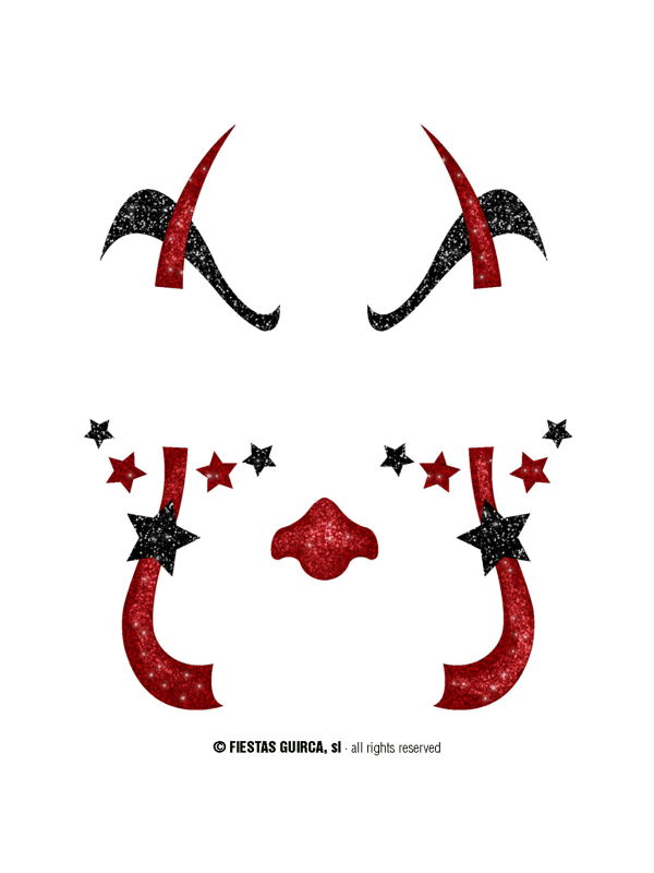 Tatouages visage clown rouge & noir – Maquillage Halloween facile et rapide