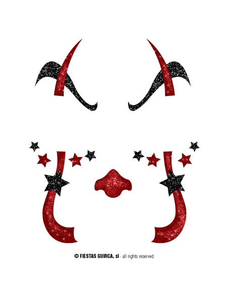 Tatouages visage clown rouge & noir – Maquillage Halloween facile et rapide