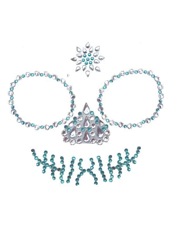 Bijoux visage adhésifs tête de mort vert – Look Dia de los Muertos