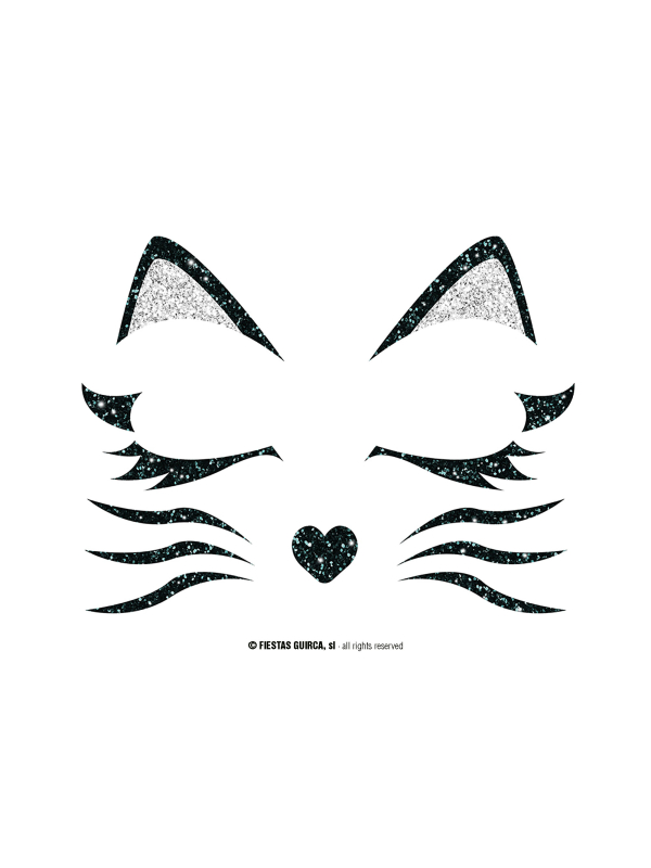 Tatouages visage chat pailleté – Maquillage Halloween & Carnaval facile