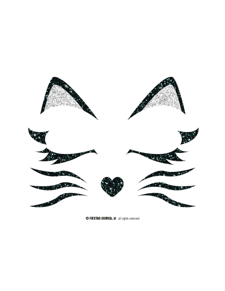 Tatouages visage chat pailleté – Maquillage Halloween & Carnaval facile