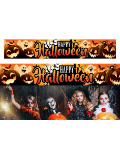Panneau Décoratif "Happy Halloween" en Tissu – 290 x 50 cm
