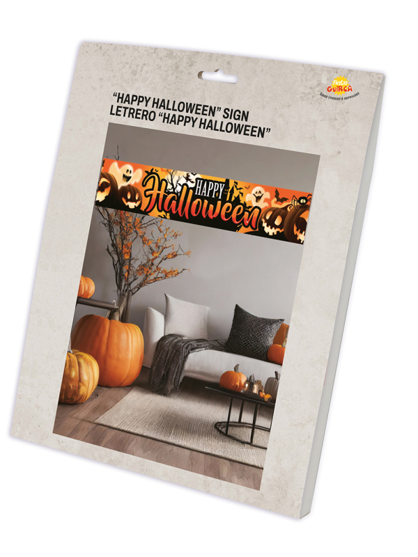 Panneau Décoratif "Happy Halloween" en Tissu – 290 x 50 cm
