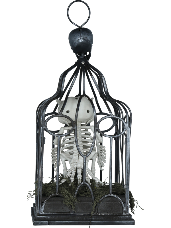 Automate Chouette Squelette en Cage – Lumière, Son & Mouvement (Halloween)