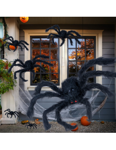Araignée Géante Noire Halloween – 200 cm d’Horreur Réaliste