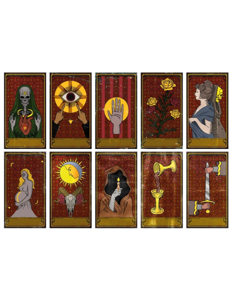 Cartes Vaudou Halloween – Lot de 10 Grandes Cartes Voyance et Cirque de l’Horreur