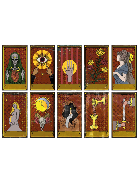 Cartes Vaudou Halloween – Lot de 10 Grandes Cartes Voyance et Cirque de l’Horreur