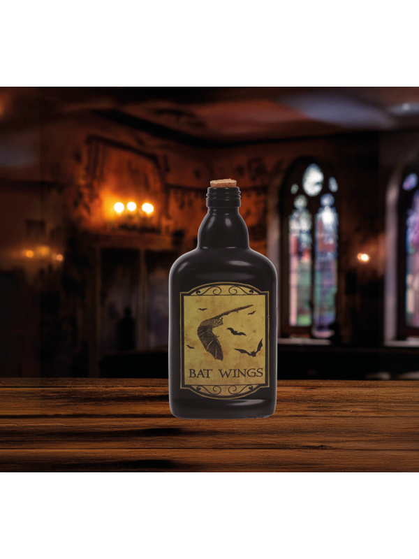 Bouteille de Sorcellerie Halloween 19 cm – Modèle Aléatoire (Poison, Venin ou Ailes de Chauve-Souris)