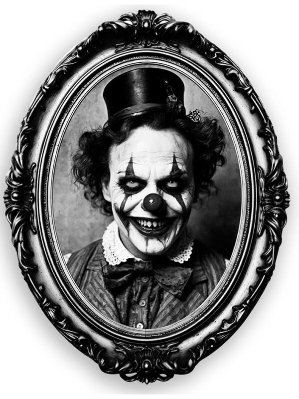 Autocollant “Cadre Clown” Vintage – 30 × 23 cm (PVC adhésif)