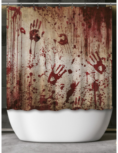 Rideau de douche ensanglanté 200 × 180 cm – Décoration gore & tenture murale
