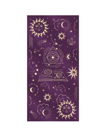Chemin de table mystique en velours violet – Impression or 28 × 3 m