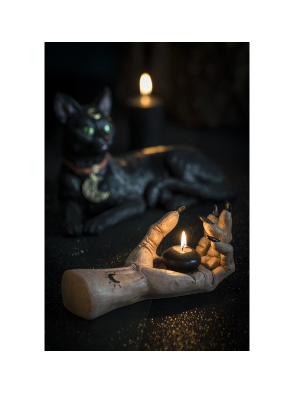 Bougeoir Main de Sorcière – Décoration Halloween 23×10×9,5 cm (résine)