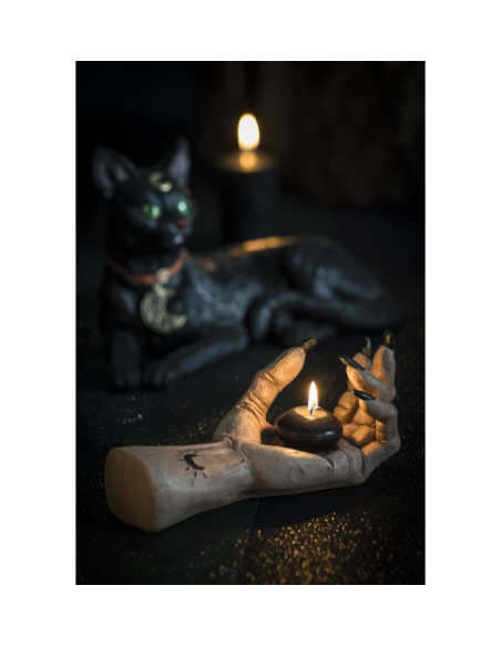 Bougeoir Main de Sorcière – Décoration Halloween 23×10×9,5 cm (résine)