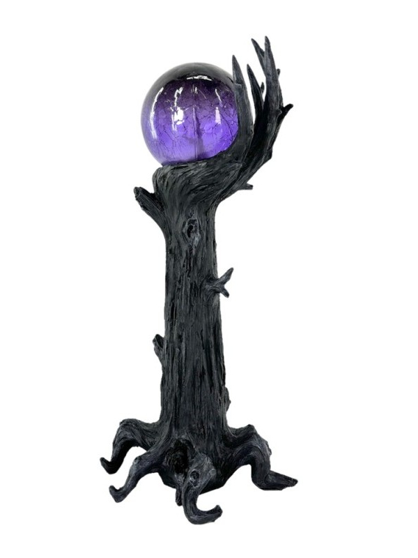Lampe “Boule Maléfique” LED sur Main d’Arbre – Décoration Halloween 48 cm (résine)