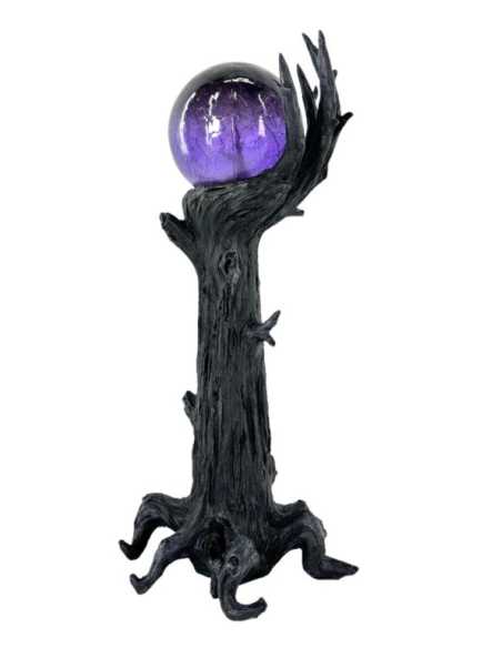 Lampe “Boule Maléfique” LED sur Main d’Arbre – Décoration Halloween 48 cm (résine)