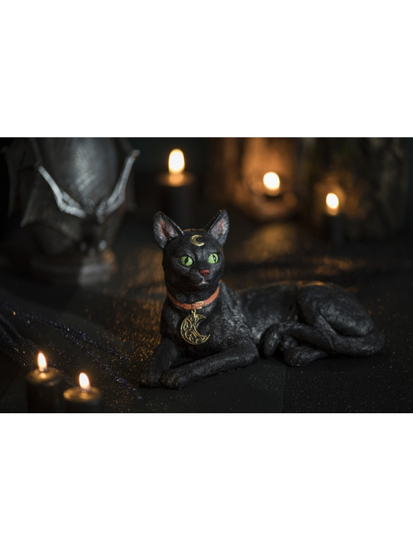 Chat Noir Mystique aux Yeux d’Émeraude – Décoration Halloween 31 cm