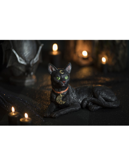 Chat Noir Mystique aux Yeux d’Émeraude – Décoration Halloween 31 cm
