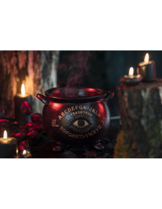 Chaudron de Magie Noire – Œil Divinatoire & Alphabet Ésotérique – Décoration Halloween 22×20×16 cm 2