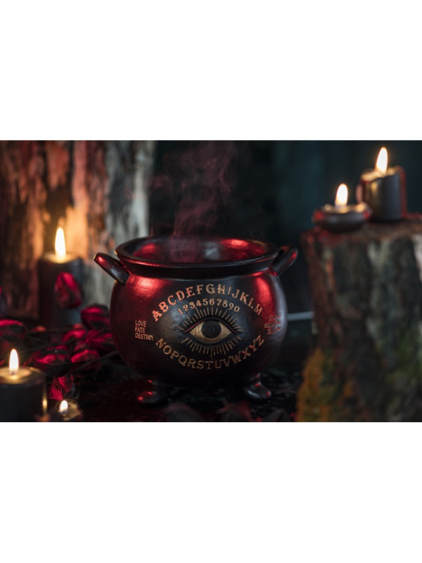 Chaudron de Magie Noire – Œil Divinatoire & Alphabet Ésotérique – Décoration Halloween 22×20×16 cm