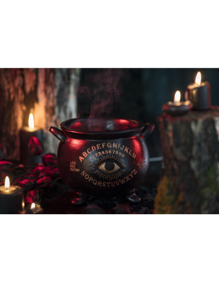 Chaudron de Magie Noire – Œil Divinatoire & Alphabet Ésotérique – Décoration Halloween 22×20×16 cm