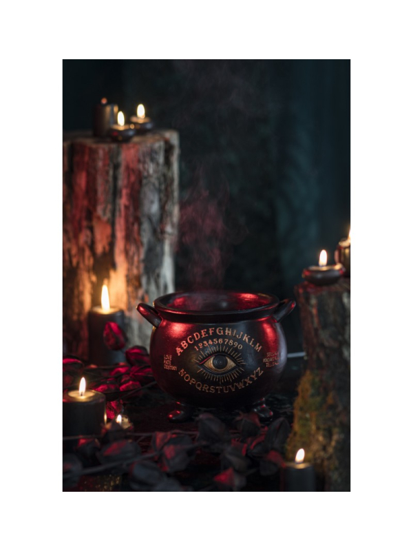 Chaudron de Magie Noire – Œil Divinatoire & Alphabet Ésotérique – Décoration Halloween 22×20×16 cm