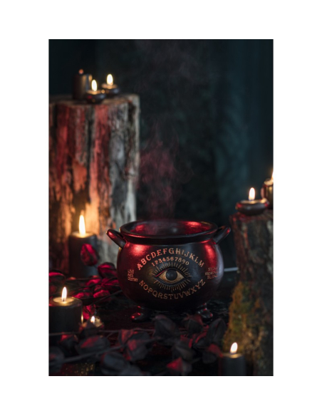 Chaudron de Magie Noire – Œil Divinatoire & Alphabet Ésotérique – Décoration Halloween 22×20×16 cm