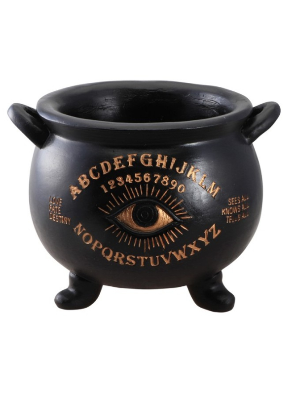 Chaudron de Magie Noire – Œil Divinatoire & Alphabet Ésotérique – Décoration Halloween 22×20×16 cm