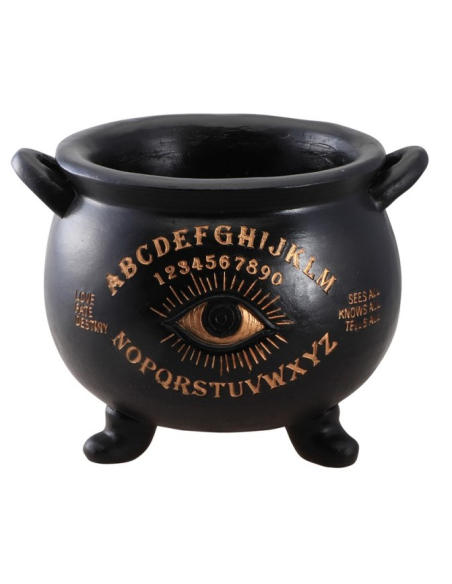 Chaudron de Magie Noire – Œil Divinatoire & Alphabet Ésotérique – Décoration Halloween 22×20×16 cm