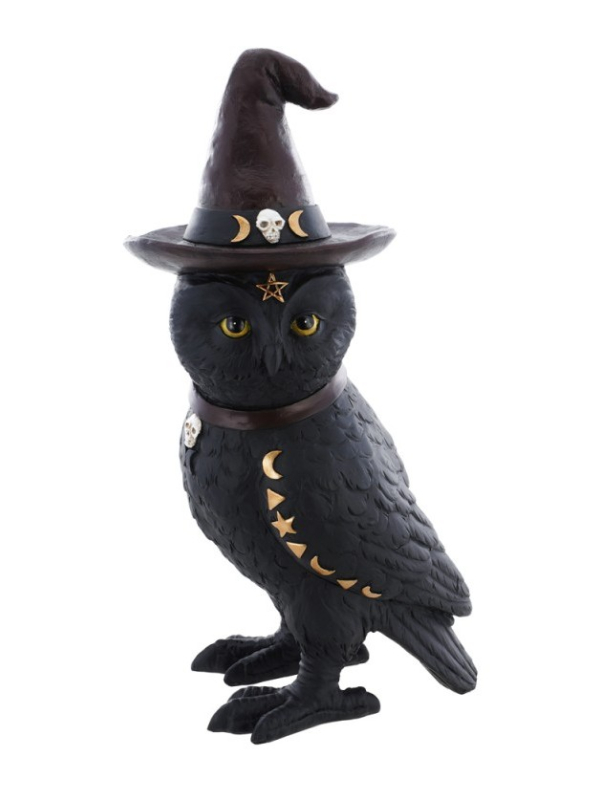 Hibou Noir du Sabbat – Décoration Halloween 31 cm