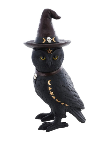 Hibou Noir du Sabbat – Décoration Halloween 31 cm
