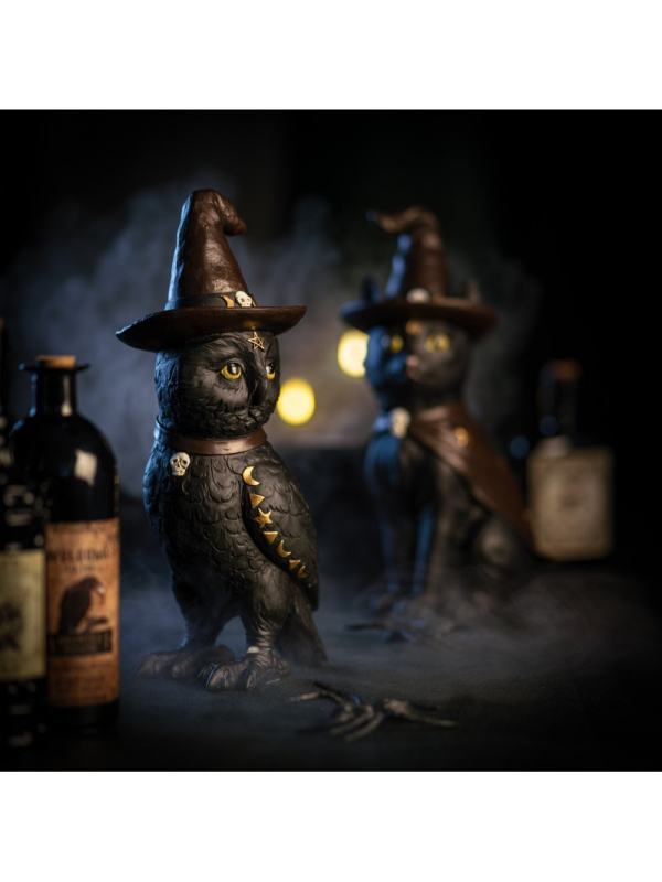 Hibou Noir du Sabbat – Décoration Halloween 31 cm
